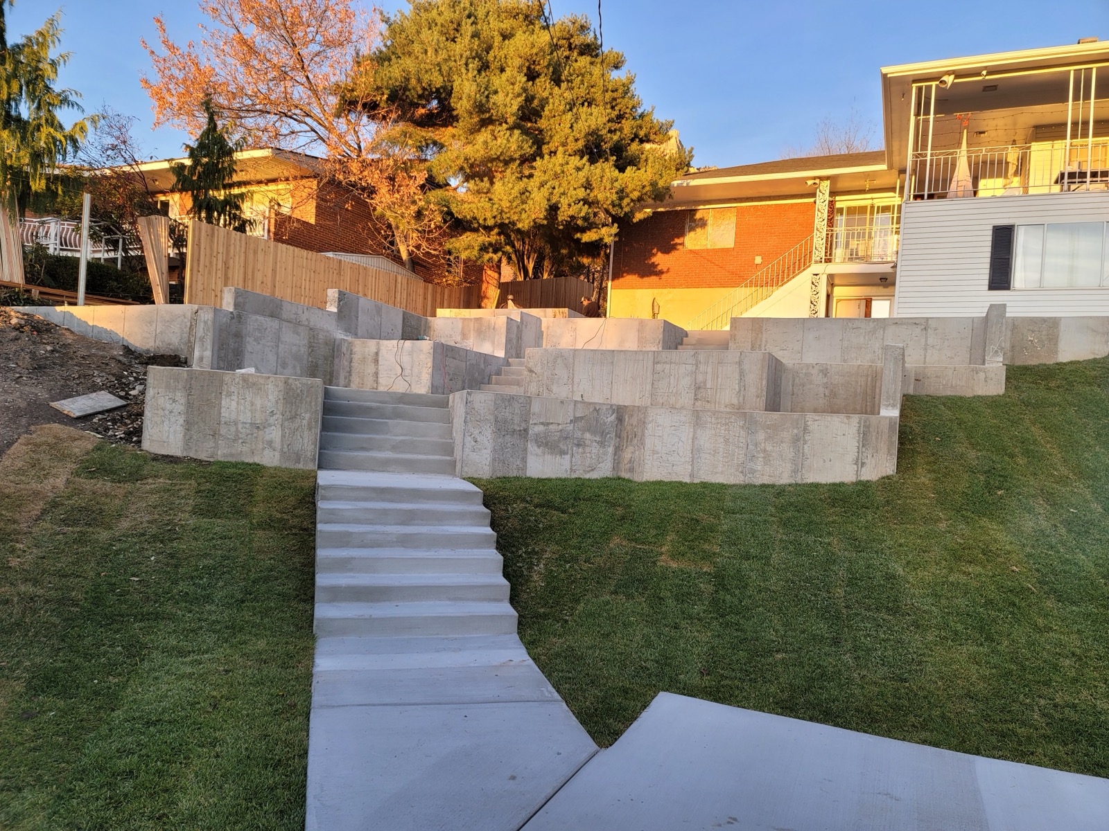 Large retaining wall and concrete stairway project in Utah