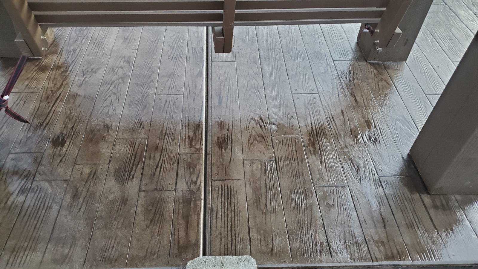 Stamped concrete with realistic wood grain pattern in Utah